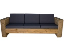 Outside Meubelen | Tuinbank steigerhout | driepersoons bank | Old look | Antraciet kussens | Tuinbankje | Tuinmeubelen | Loungeset