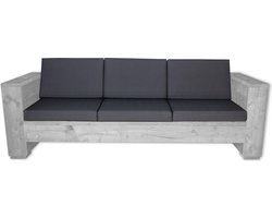 Outside Meubelen | Tuinbank steigerhout | Driepersoonsbank | Wit  | Antraciet kussens | Tuinbankje | Tuinmeubelen | Loungeset