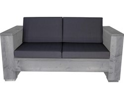Outside Meubelen | Tuinbank steigerhout | Tweepersoons bank | Grijs | Antraciet kussens | Tuinbankje | Tuinmeubelen | Loungeset