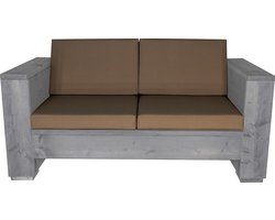 Outside Meubelen | Tuinbank steigerhout | Tweepersoons bank | Grijs | Taupe kussens | Tuinbankje | Tuinmeubelen | Loungeset
