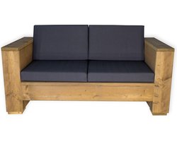 Outside Meubelen | Tuinbank steigerhout | tweepersoons bank | Old look | Antraciet kussens | Tuinbankje | Tuinmeubelen | Loungeset