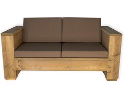 Outside Meubelen | Tuinbank steigerhout | tweepersoons bank | Old look | Taupe kussens | Tuinbankje | Tuinmeubelen | Loungeset