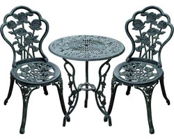 Outsunny - 3-delige Bistroset - Weerbestendig - Antiek - Groen