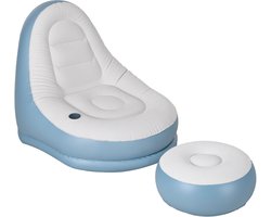 Outsunny-Aufblasbares Sofa-Kunststoff-Weiß+Blau