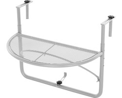 Outsunny - Balkontafel - in Hoogte verstelbaar - Halfrond - Wit