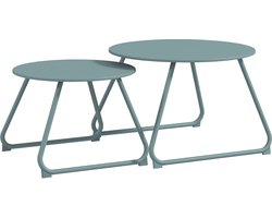 Outsunny bijzettafelset voor buiten - Metaal - 60x60x41cm - Blauw