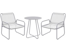 Outsunny bistroset - 2 stoelen en 1 tafel - staal - mesh - grijs