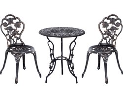 Outsunny - Bistroset - 3-delig - met Schermgat - Metaal - Brons