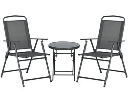 Outsunny bistroset - 3-delig - metaal - donkergrijs