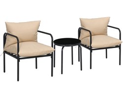 Outsunny - Bistroset - 58cm x 58cm x 66cm - Staal - Polyester - Beige