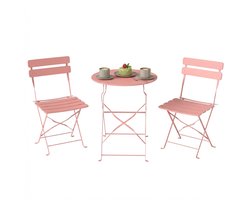 Outsunny Bistroset voor buiten - Metaal - 58 x 58 x 70 cm - Roze