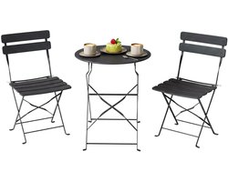 Outsunny Bistroset voor buiten - Metaal - 58 x 58 x 70 cm - Zwart