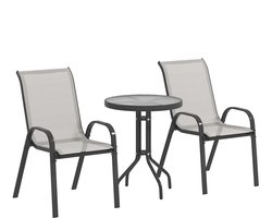 Outsunny Bistroset voor buiten - Staal - 54x71x93cm - Lichtgrijs