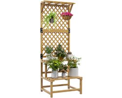 Outsunny Bloemenstandaard Vurenhout 60L x 50B x 166H cm Geel