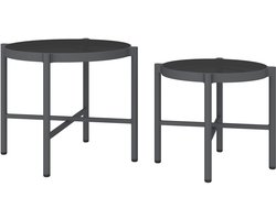 Outsunny-Buiten bijzettafelset-Aluminium-48x48x43cm-Zwart