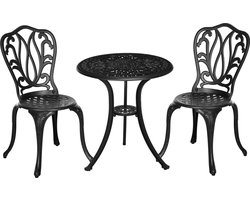 Outsunny-Buiten Bistroset-Aluminium-44x49x88cm-Zwart