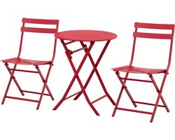 Outsunny-Buiten Bistroset-Metaal-60x60x71cm-Rood