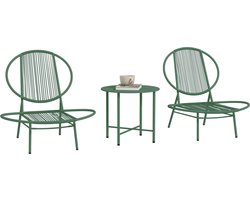 Outsunny-Buiten Bistroset-Staal-74x68x78cm-Donkergroen