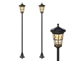 Outsunny buitenlamppaal - ABS, roestvrij staal - 23,5 x 23,5 x 186 cm - zwart