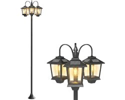 Outsunny - Buitenlamppaal - Glas, Aluminium - Zwart