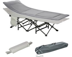 Outsunny campingbed - met matras - opvouwbaar - lichtgrijs
