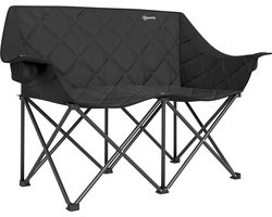 Outsunny campingstoel - van metaal - en oxford-stof - zwart