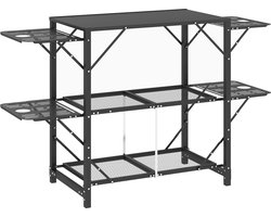 Outsunny - Campingtafel - met Plank - Metaal - Zwart