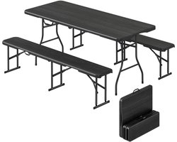 Outsunny draagbare picknicktafelset - HDPE - 180x74x74cm - Zwart