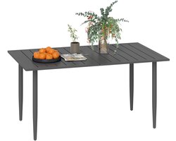 Outsunny Eettafel voor in de tuin Staal, Metaal 150L x 90B x 73H cm Zwart