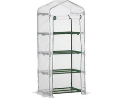 Outsunny - Foliekas - 4 planken - Weerbestendig - Wit