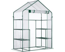 Outsunny - Foliekas - met Twee - Plantenplanken - Transparant - 845-139V01
