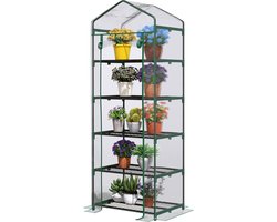 Outsunny - Foliekas - Mini-kas - met 5 Planken - Transparant - Staal - Kunststof