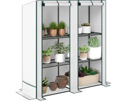 Outsunny - Foliekas - Staal - Kunststof - 144L x 48B x 152H cm - Wit
