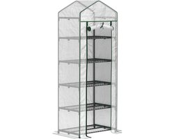 Outsunny - Foliekas - Staal - Kunststof - 69L x 49B x 193H cm - Wit