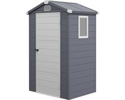 Outsunny Garden Storage Shed-Kunststof, Aluminium-133L x 102B x 208H cm-Donkergrijs