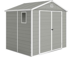 Outsunny Garden Storage Shed-Kunststof, Aluminium-240L x 190B x 228H cm-Lichtgrijs