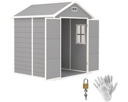 Outsunny-Gartenhaus-Kunststoff, Aluminium-182L x 151B x 219H cm-Grau