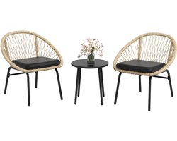 Outsunny Gartenmöbel Set Polyester, PE Rattan Gelb