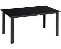 Outsunny Gartentisch Aluminium, gehärtetes Glas Schwarz