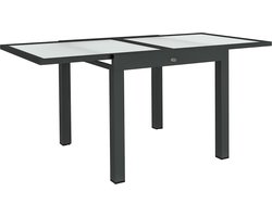 Outsunny Gartentisch Aluminium, Glas Schwarz