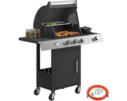 Outsunny Gas Barbecue-Roestvrij staal, Metaal-109L x 50B x 109H cm-Zwart