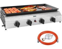 Outsunny Gasbarbecue Roestvrij staal, metaal 77L x 44,5B x 19H cm Zilver+Zwart