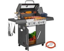 Outsunny - Gasbarbecue - Staal - 135L x 54B x 110H cm - Zwart