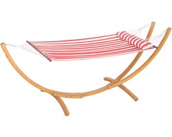Outsunny-Hangmat-Eucalyptushout-310x118x120cm-Rood