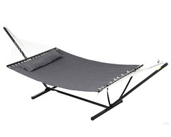 Outsunny-Hangmat-Staal-368x140x110cm-Donkergrijs