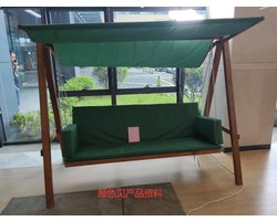 Outsunny hangmatschommel met bedfunctie 3-zits tuinschommel met dak ligbed tuinbank grenen hout polyester grijs + teak 225.5 x 113 x 180 cm