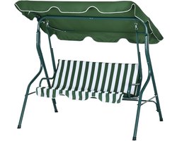 Outsunny - Hollywood Schommelbank - 3-Zits - met Zonnekap - Groen