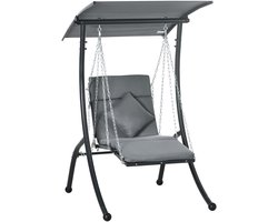 Outsunny Hollywoodschaukel Stahl, Polyester, Netzstoff Dunkelgrau