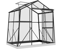 Outsunny Kas Aluminiumlegering, Polycarbonaat 192L x 131B x 203H cm Zwart