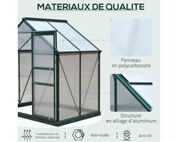 Outsunny-kas - Polycarbonaat - 190x132x201cm - Groen, transparant